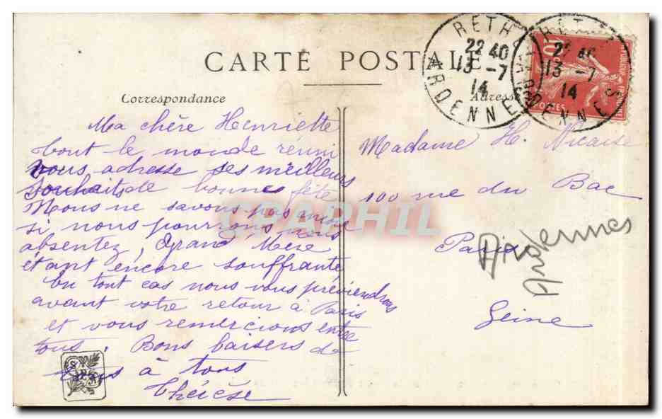CPA Fantaisie Georges Clairin Sur le pont Alexandre Paris Les Midinettes — Verso