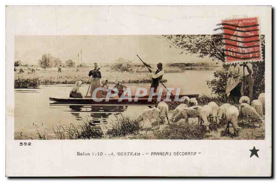 CPA Fantaisie Salon 1910 Bertram Panneau decoratif Moutons