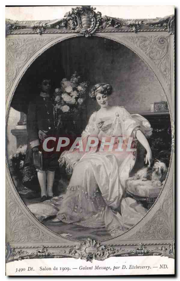 CPA Fantaisie Salon 1909 Galant message par Etcheverry 