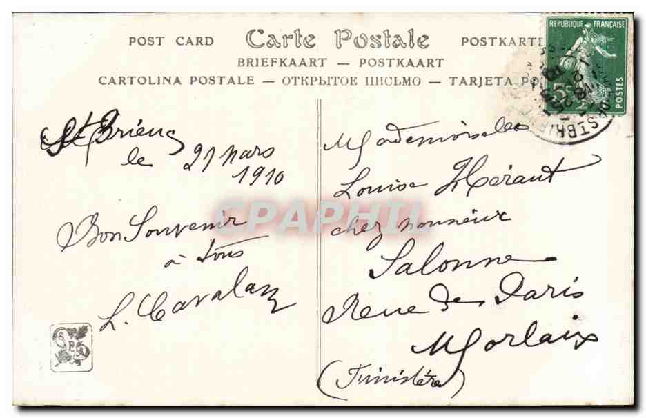 CPA Fantaisie Salon 1909 Trop chaude Gabriel de Cool Chat Cat — Verso
