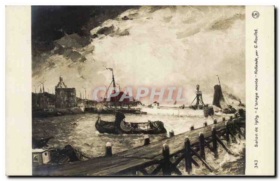 CPA Fantaisie Salon 1909 L'orage monte Hollande Roullet