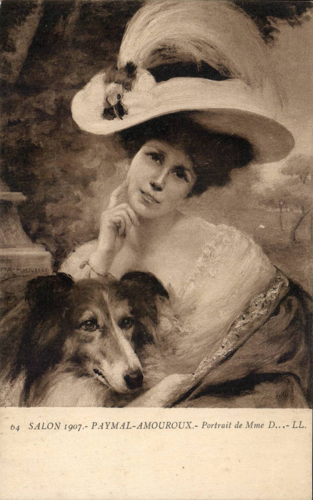 CPA Fantaisie Salon 1907 Paymal Amouroux Portrait de Mem D Chein Collet