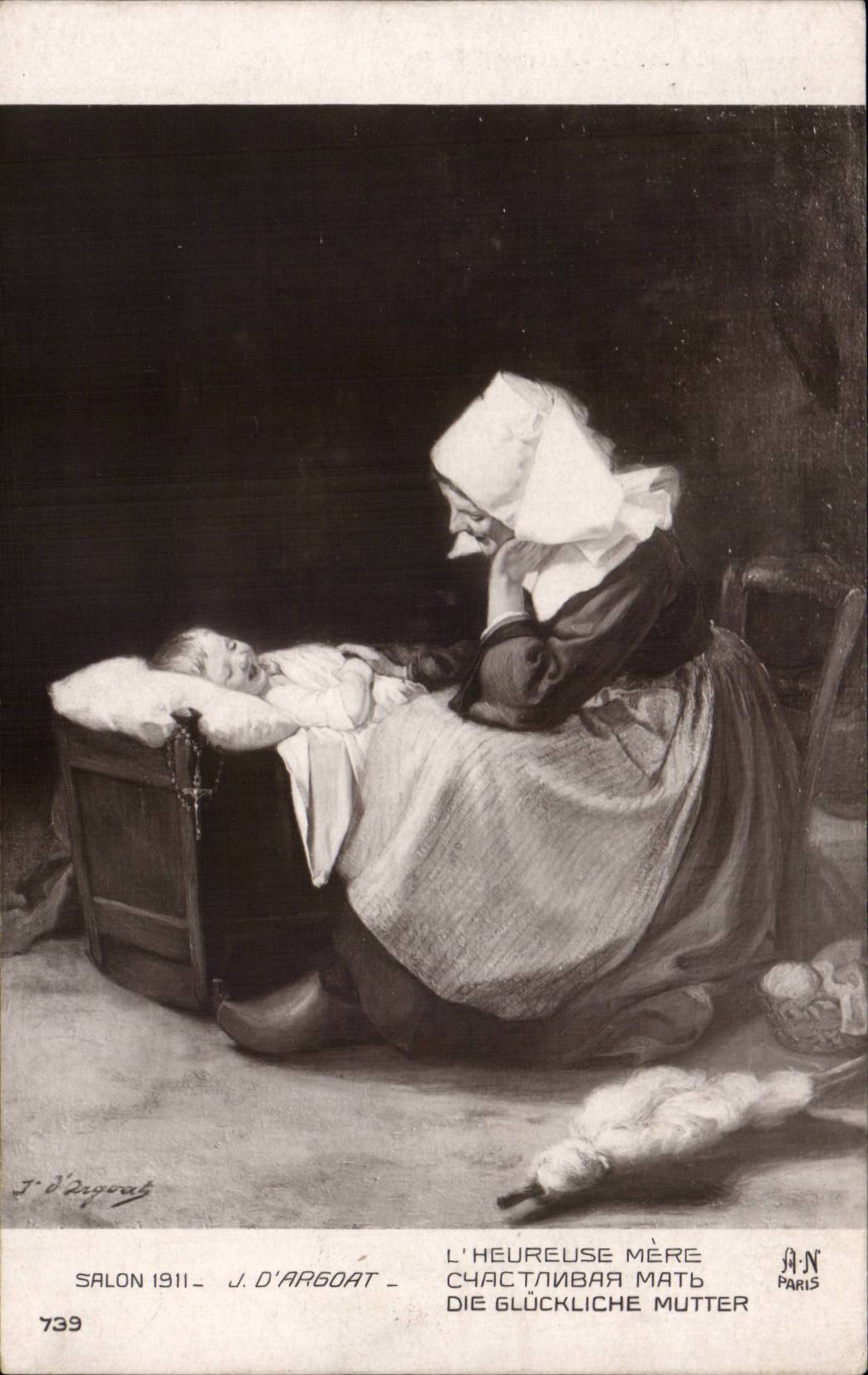 CPA Fantaisie Salon 1911 D'Argoat L'heureuse mere