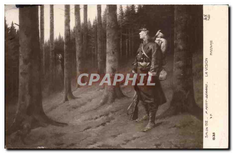 CPA Fantaisie Salon 1912 petit Gerard Le vision Militaria 