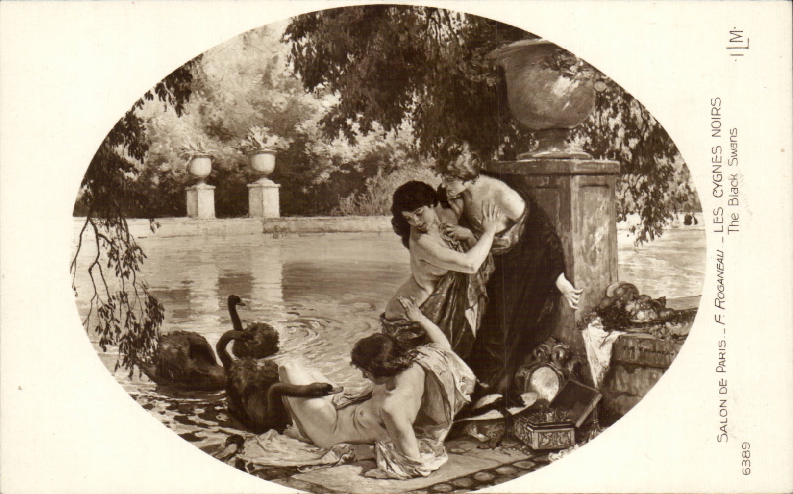 CPA Fantaisie Salon de Paris Roganeau Les cygnes noirs Swan