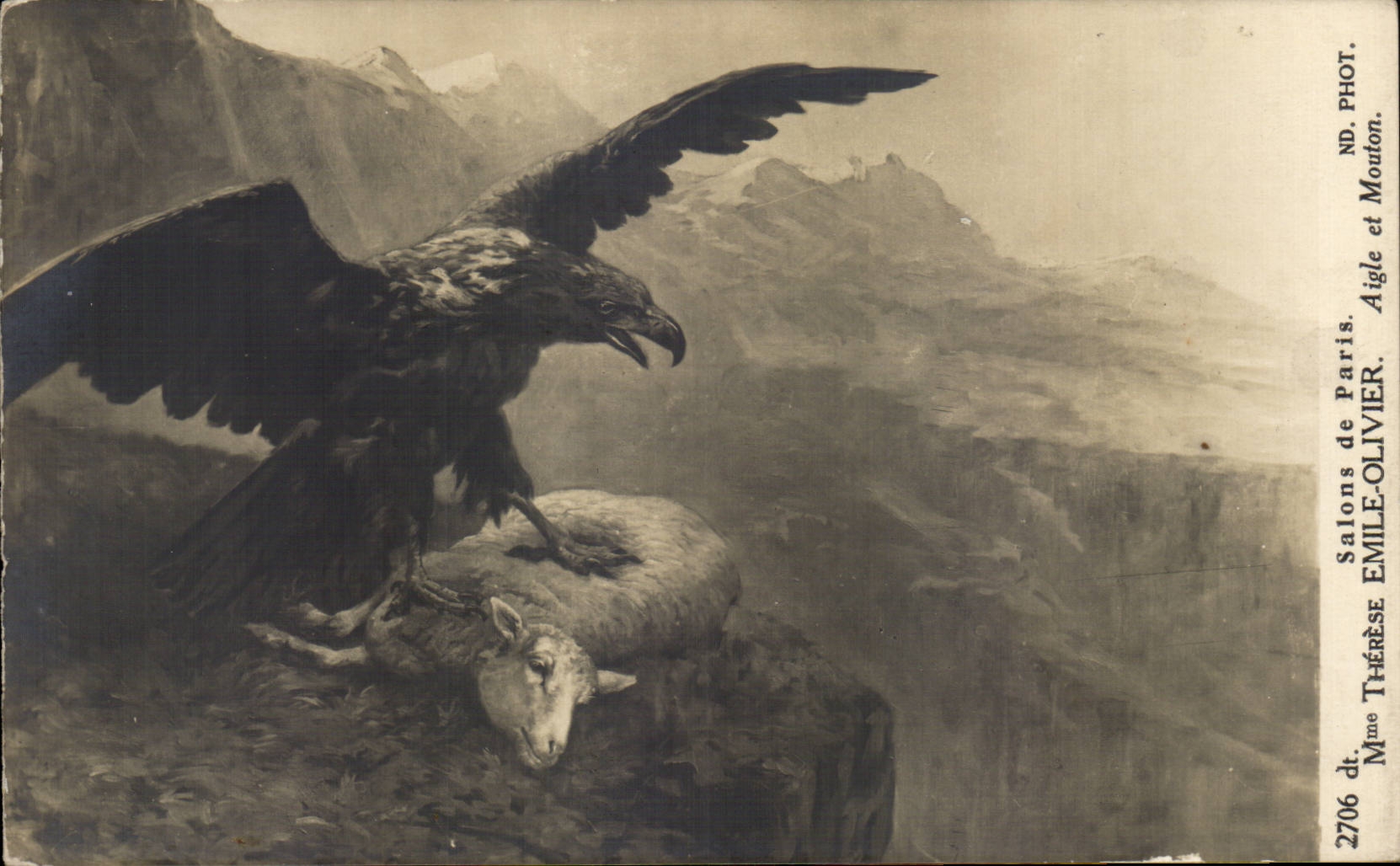 CPA Fantaisie Salon de Paris Therese Emile olivier Aigle et mouton Eagle