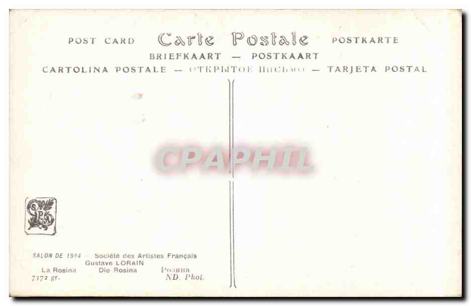 CPA Fantaisie Salon de 1914 Gustave lorain La Rosina — Verso