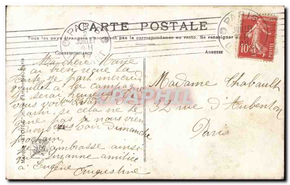 CPA Fantaisie Paris Salon 1908 Paul Jobert Fusiller marin francais Militaria  — Verso