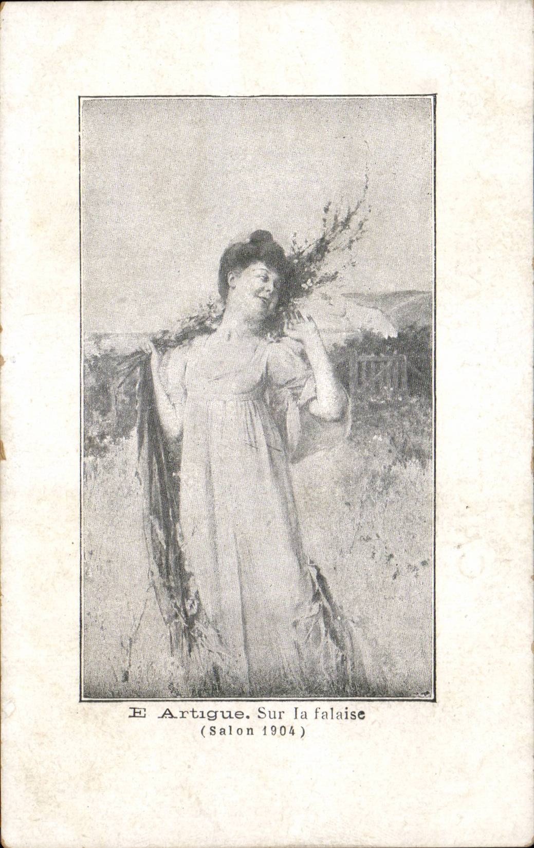 CPA Fantaisie Femme Artigue Sur la falaise Salon 1904
