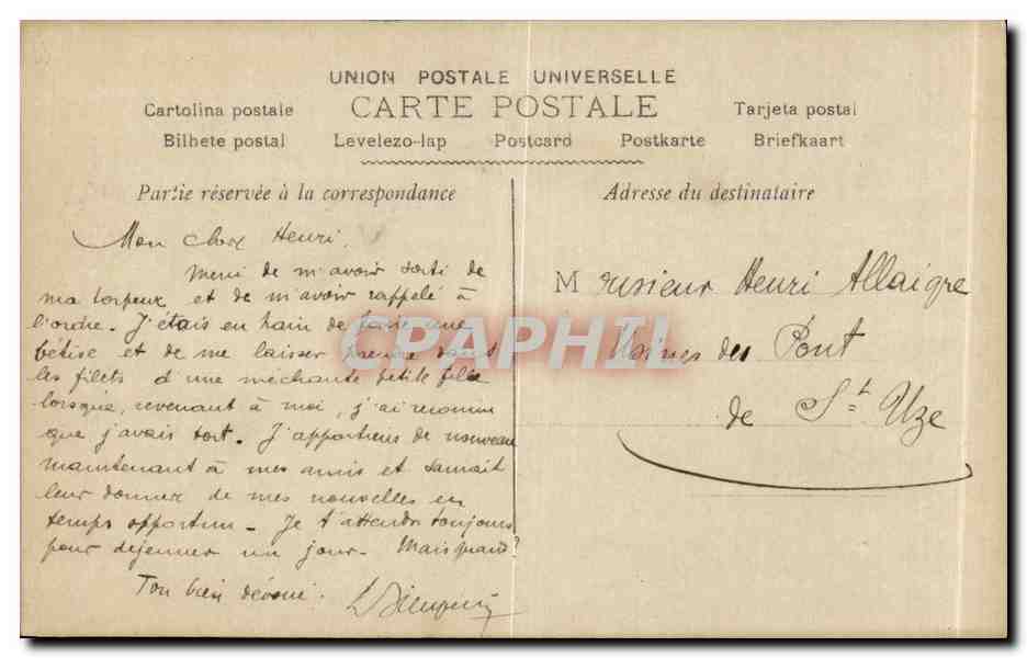 CPA Fantaisie Salon de 1909 Soir d'automne par Isenbart — Verso
