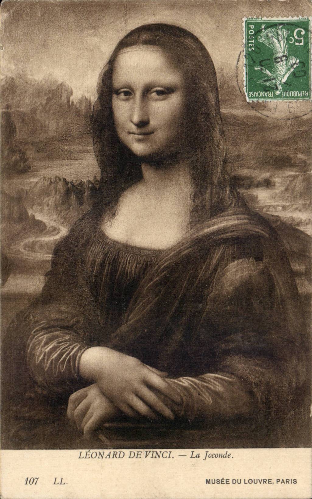 CPA Fantaisie Leonard de Vinci La Joconde