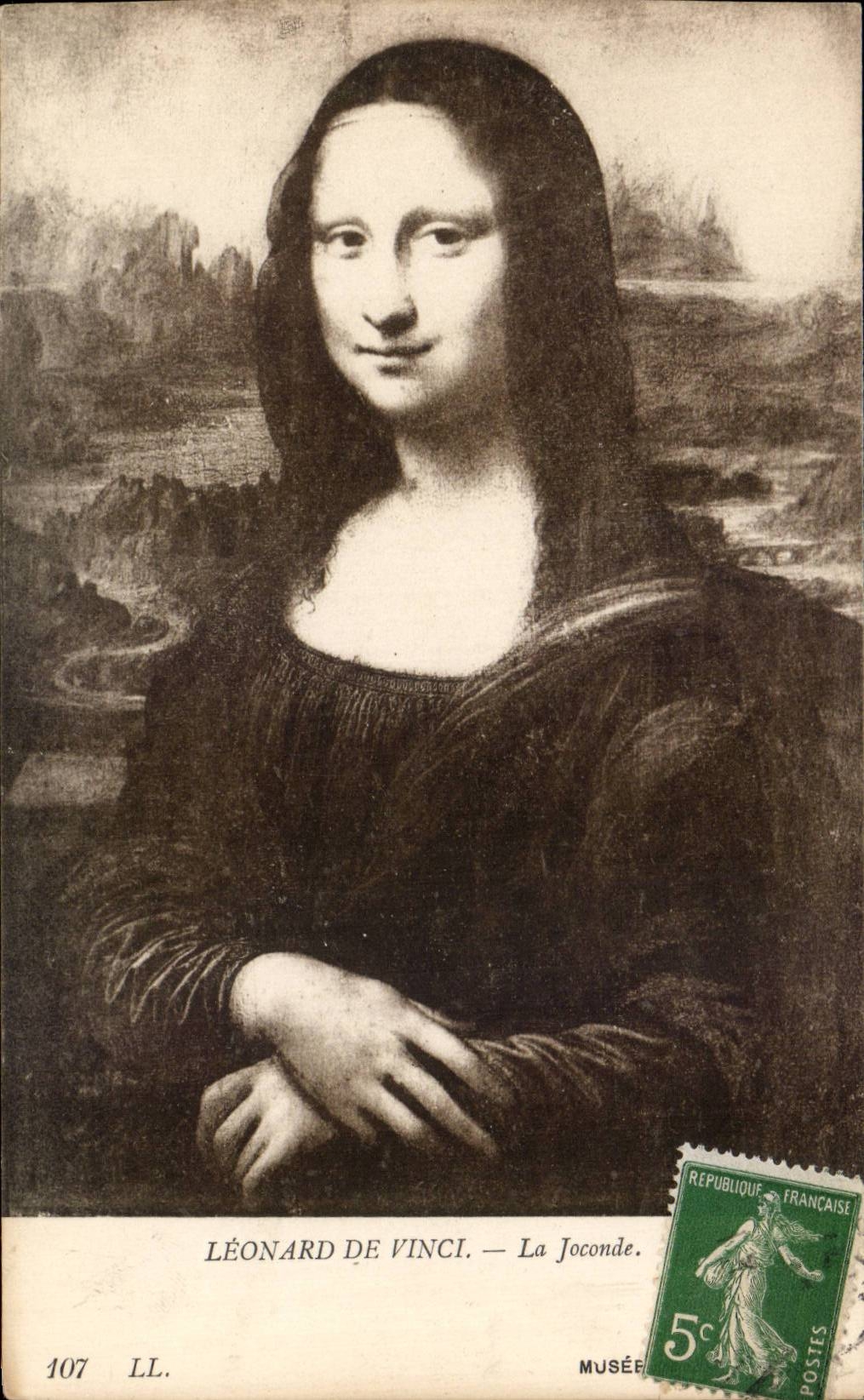 CPA Fantaisie Leonard de Vinci La Joconde