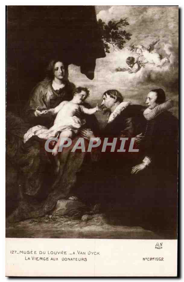 CPA Fantaisie Paris Musee du Louvre Van Dyck La vierge aux donateurs