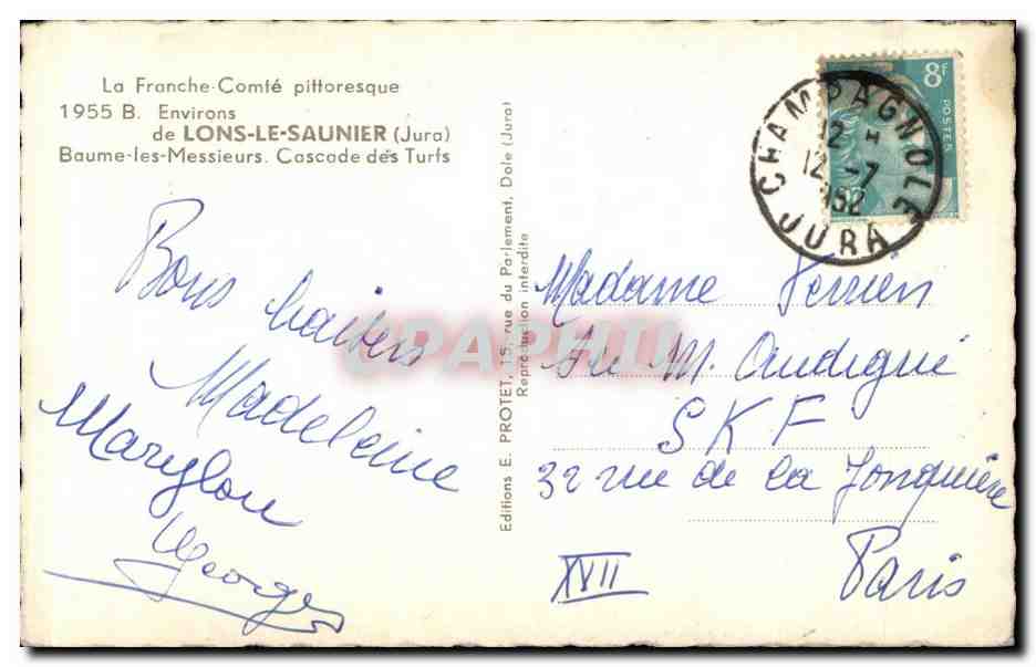 Cascade des Turfs — Lons-le-Saunier (Jura) — Éditions E. Protet — Achterkant