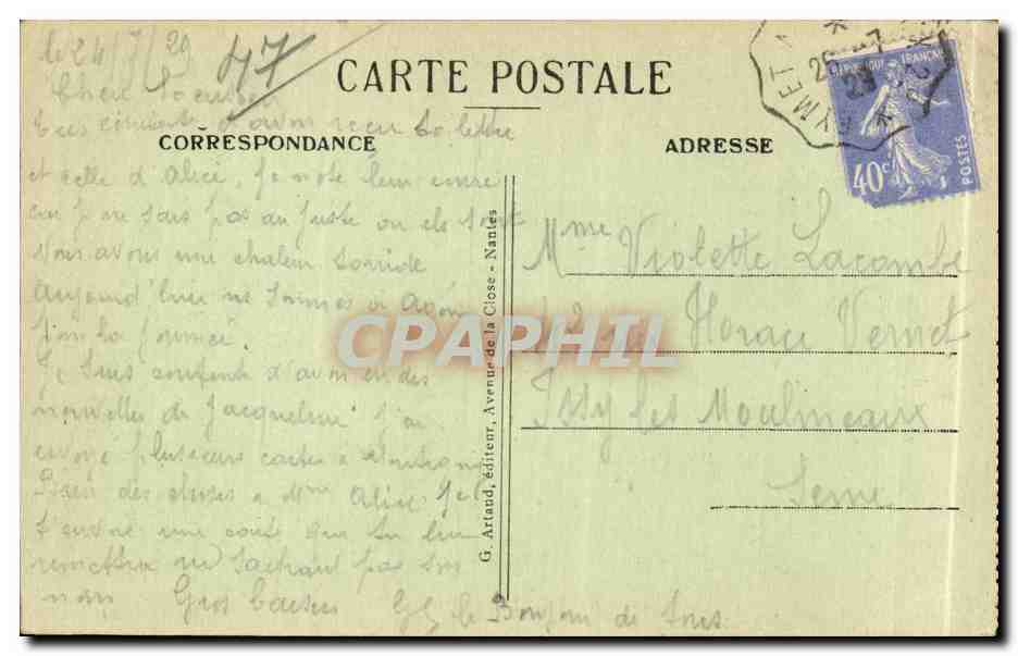 AGEN — Le Palais de Justice — G. Arland, éditeur, n°89 — Rückseite