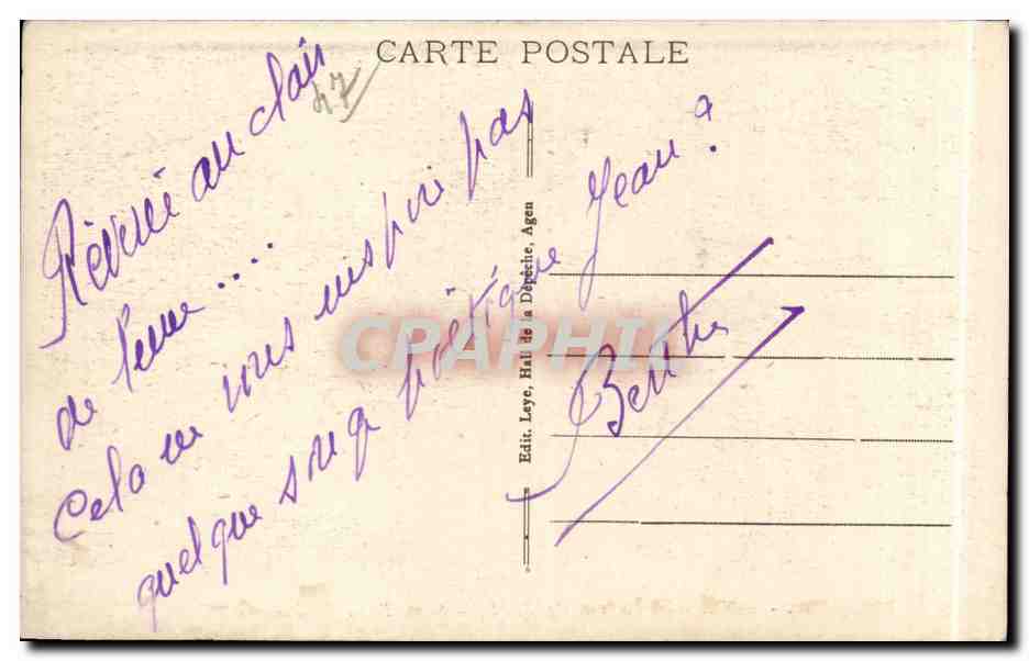AGEN - Les Bords du Canal, l'Église Sainte-Foy et la Cathédrale — Éditeur Leye, Agen, n°68 — Verso