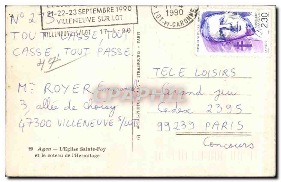 Villeneuve-sur-Lot — Luftbild mit Kirche und Hügel — Agen - Die Kirche Sainte-Foy — Rückseite