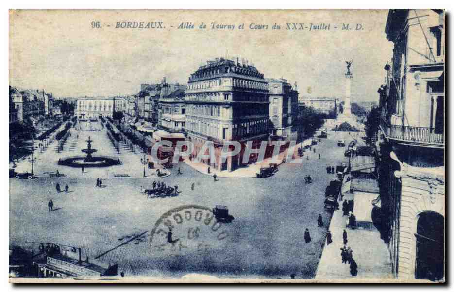 CPA Bordeaux Allee de Tourny et cours du XXX Juillet