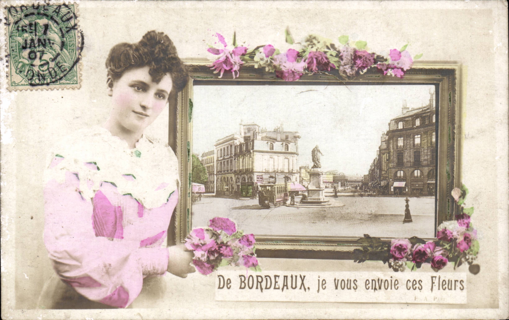 CPA Bordeaux Je vois envoie ces fleurs Femme
