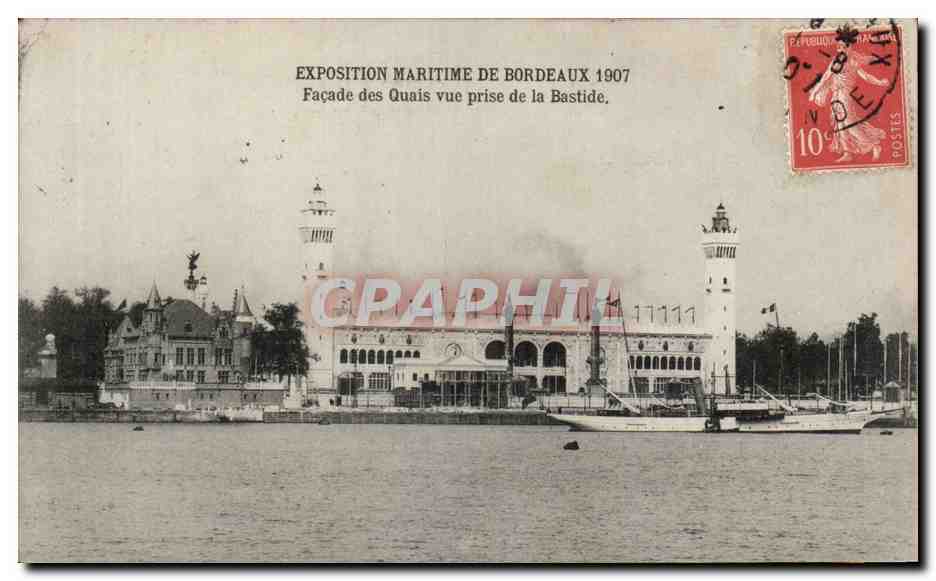 Exposition Maritime de Bordeaux 1907 — Façade des Quais vue prise de la Bastide — éditeur inconnu, n° de série 17711
