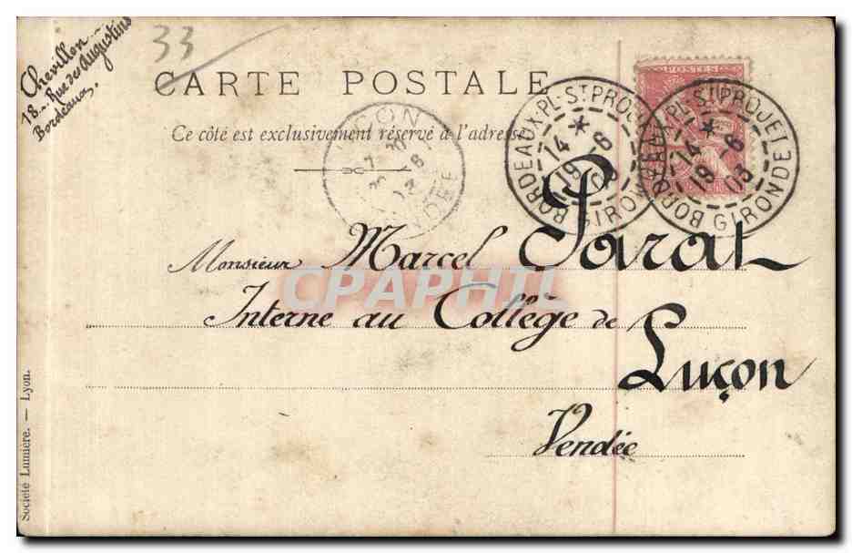 Bordeaux - Marcel - Retour de Chasse - Hunter Hunting - CARTE PHOTO — Verso
