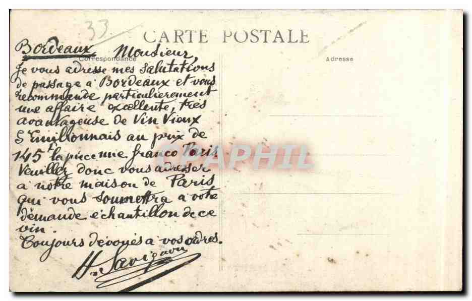 Bordeaux - Quai Louis XVIII - CPA  — Verso