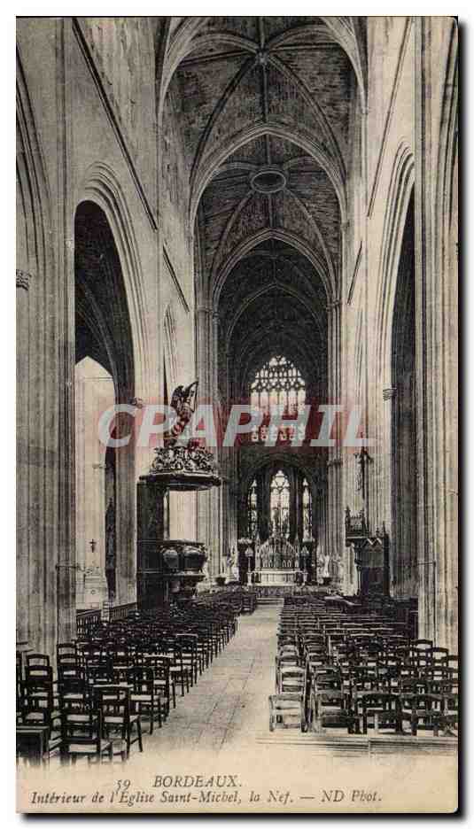 Bordeaux - Interieur de l'Eglise Saint Michel - CPA 