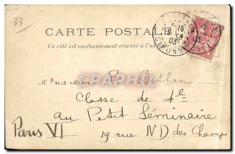 Bordeaux - Place de la Comedie - CPA  — Verso