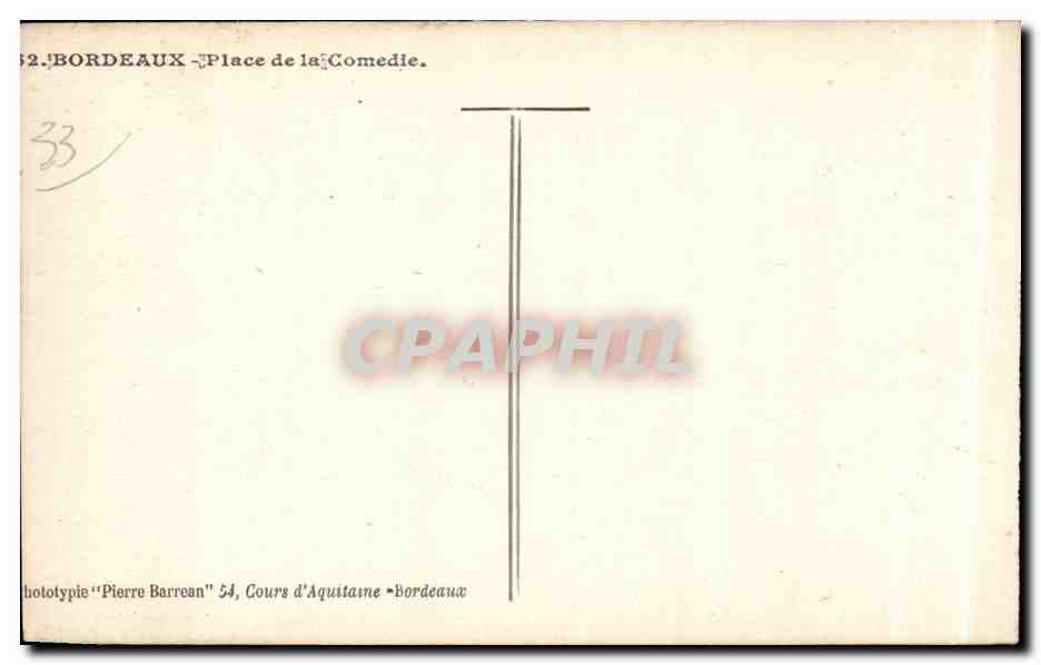 Bordeaux - Place de la Comedie - CPA  — Verso