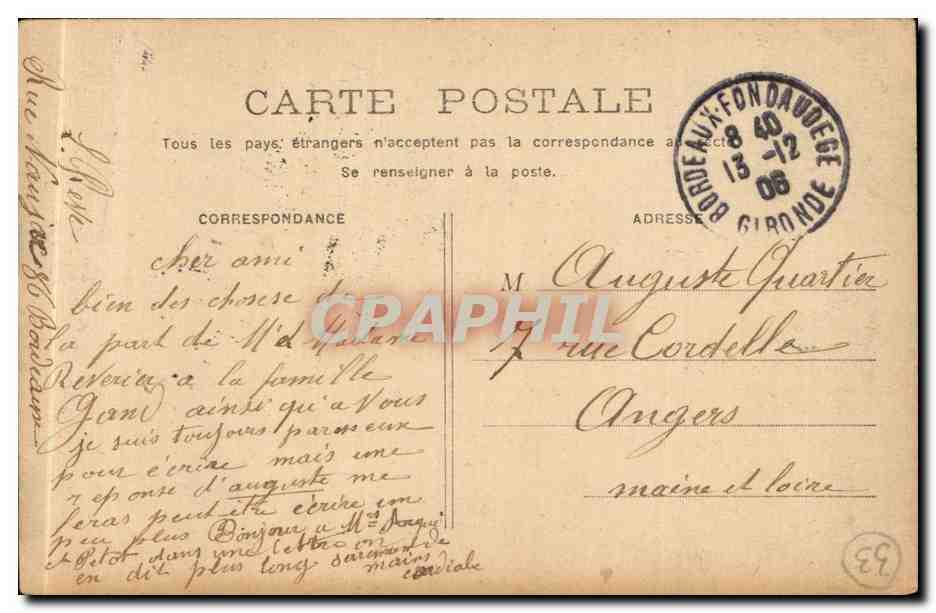 Bordeaux - Porte des Salinieres - CPA  — Rückseite