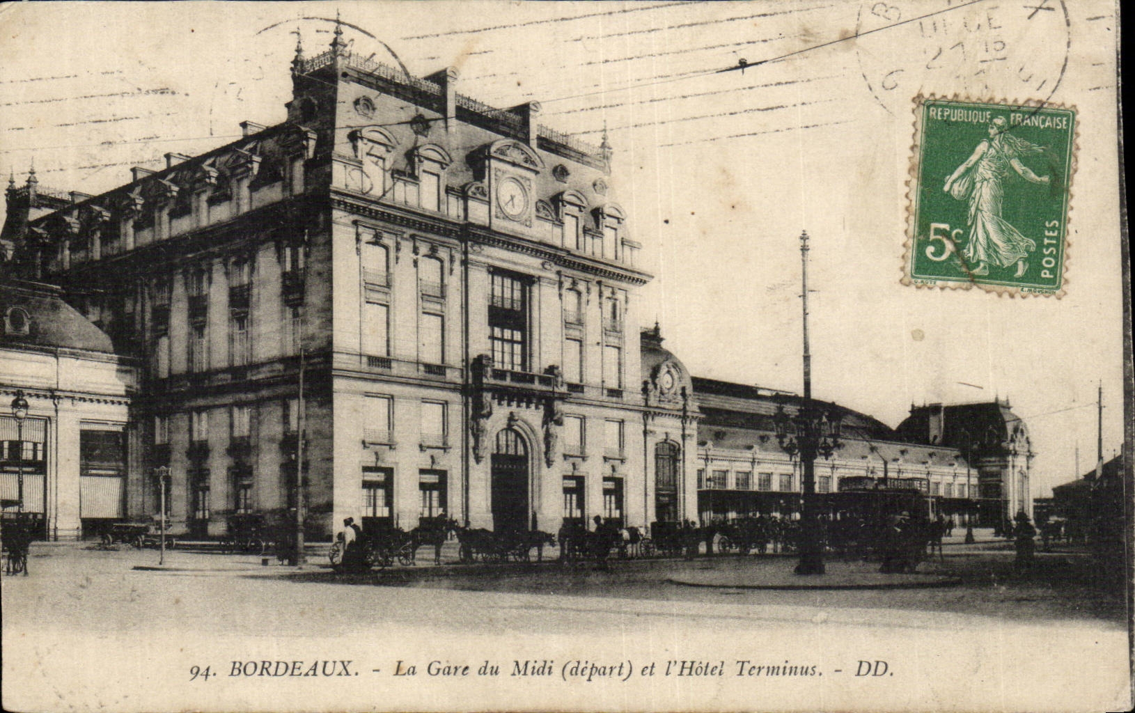 Bordeaux — La Gare du Midi (départ) et l'Hôtel Terminus — DD.