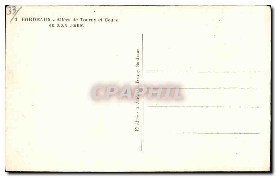 Bordeaux - Allees de Tourny et Cours - CPA  — Verso