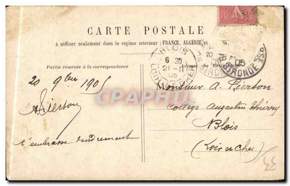 Bordeaux - Faculte de Medecine - CPA  — Verso