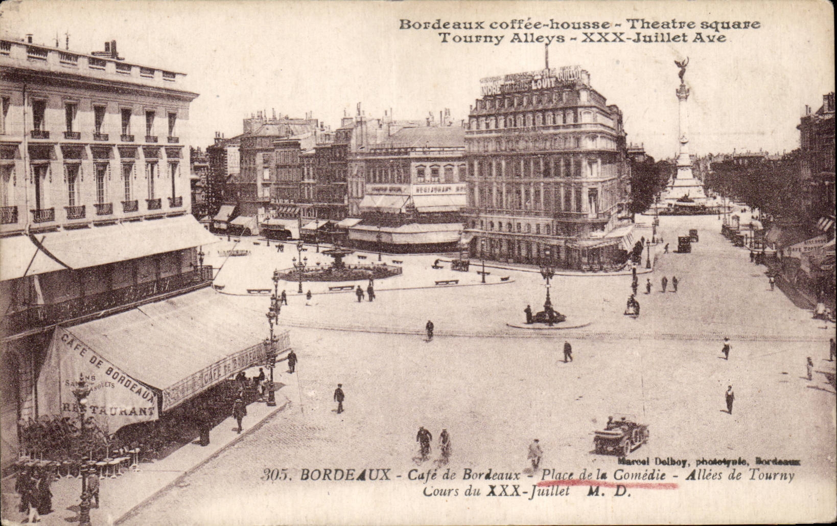 Bordeaux - Theatre Square - Tourny Alleys - XXX Juillet Ave - CPA 