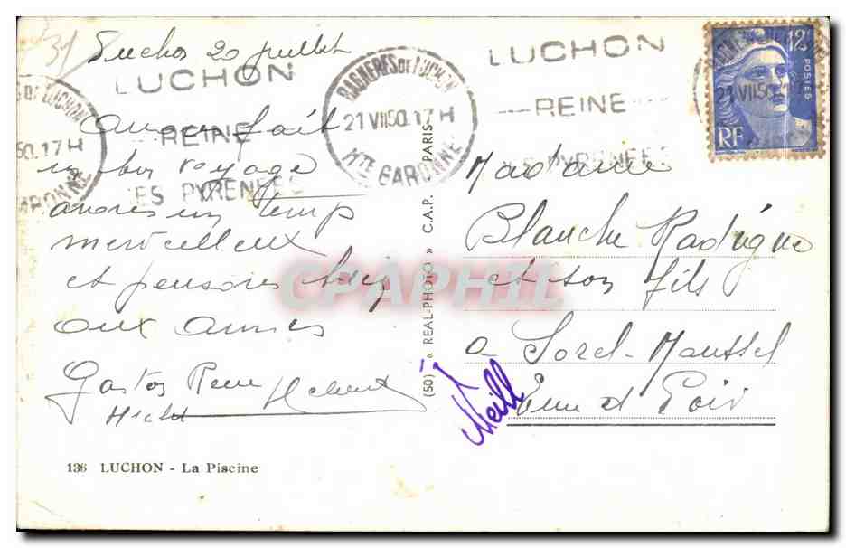 Luchon - La Piscine - Swimming Pool - CPA  — Rückseite