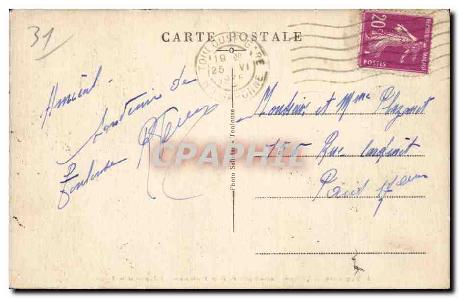 Toulouse - La Piscine Municipale - Swimming Pool - CPA  — Verso