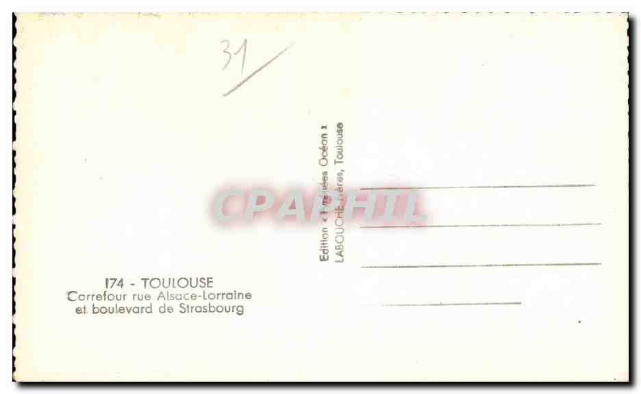 Toulouse - Carrefour Rue Alsace Lorraine - CPA  — Verso