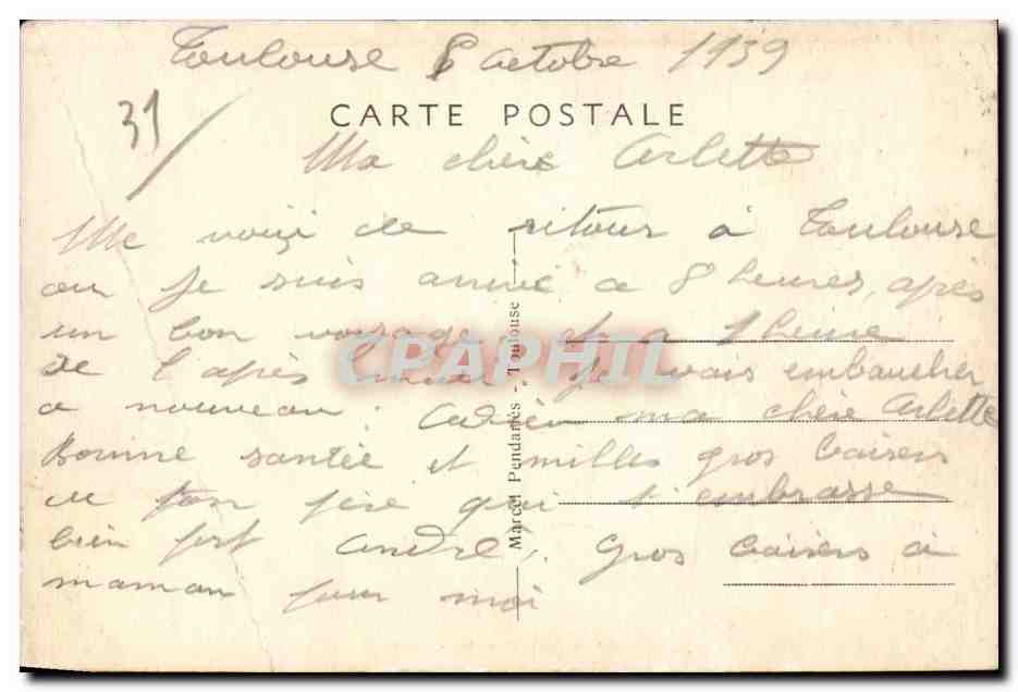 Toulouse - Place Matabiau - Statue de Jeanne d'Arc - CPA  — Verso