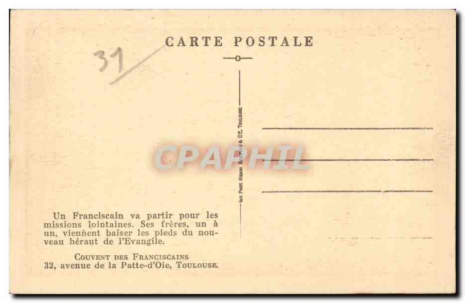 Toulouse - Les Adieux du Missionare - CPA  — Verso