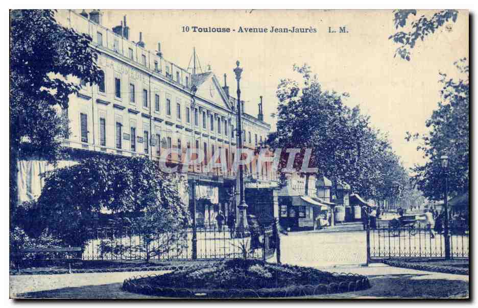 Toulouse - Jean-Jaurès Avenue — Ansicht der Straße mit Garten und Gebäuden — Verlag L. M.