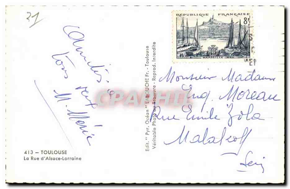 Toulouse - La Rue d'Alsace Lorraine - CPA  — Verso