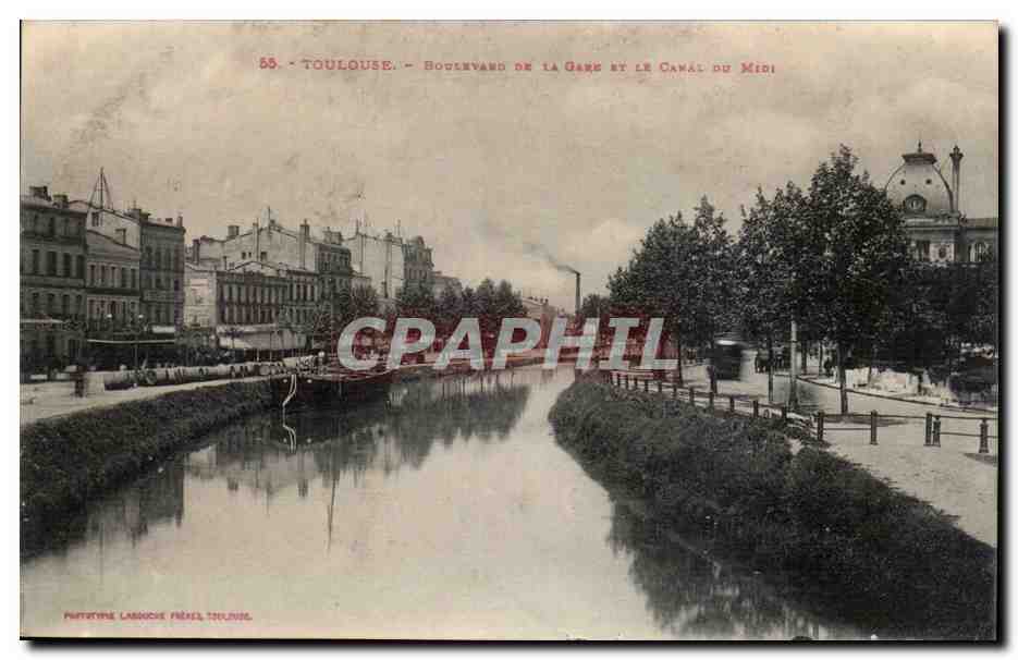 Toulouse - Boulevard de la Gare et le Canal du Midi — Phototype Larouche Frères, Toulouse, n°55