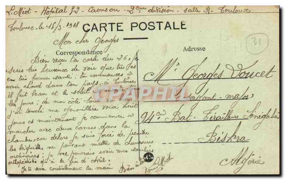 Toulouse - Vue Generale - CPA  — Verso