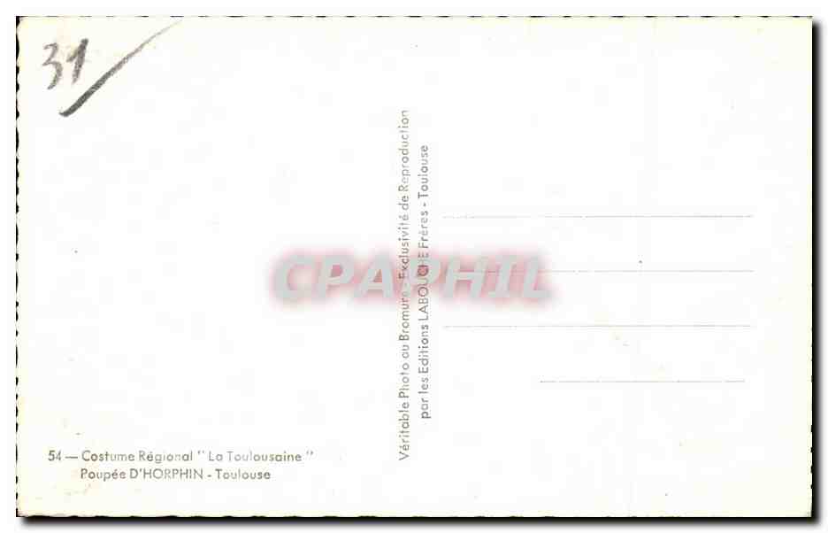 Toulouser Puppe — Regionales Kleid — Verlag LABOUCHE Frères — Rückseite