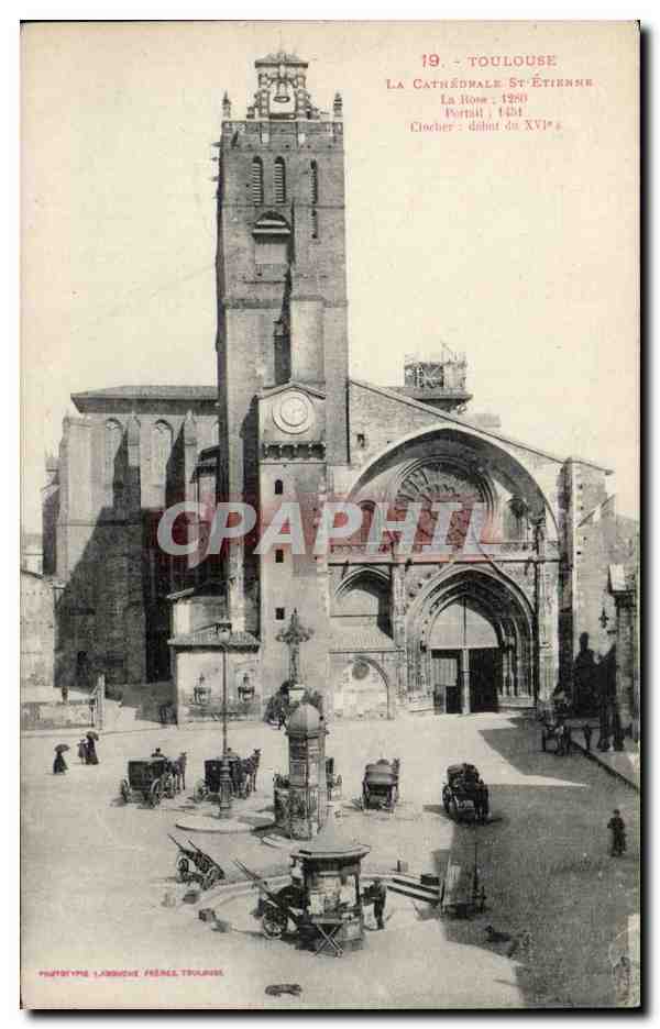 Toulouse — Cathédrale Saint-Étienne — Portail et clocher — Pupitretype Labouche, France Toulouse