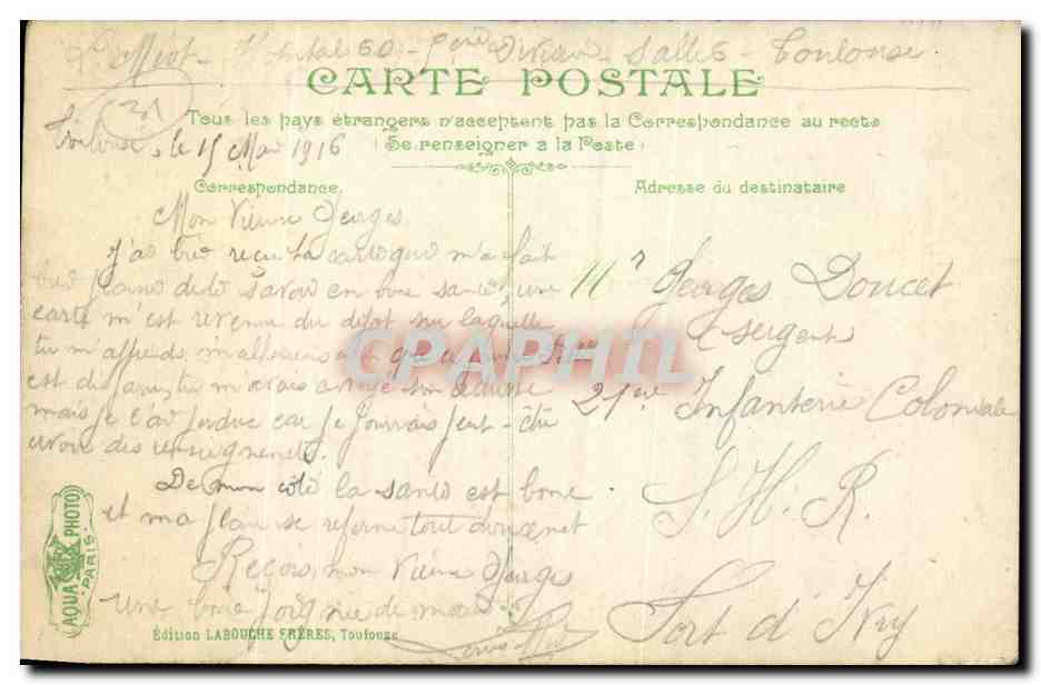 Toulouse - Quai de la Dourade - Pont Neuf - CPA  — Verso