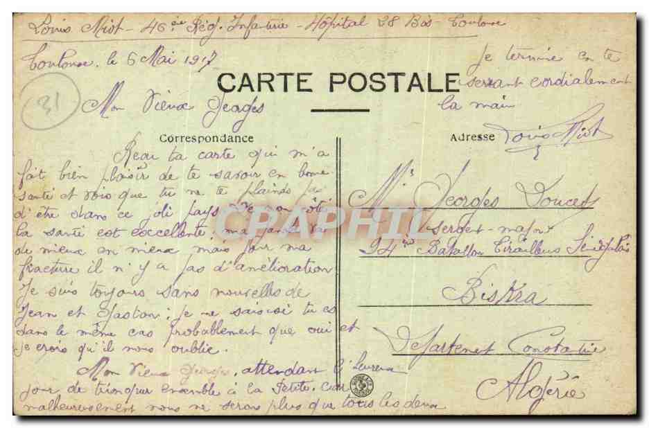 Toulouse — La Poudrerie — Pont métallique sur la Garonne — Verso