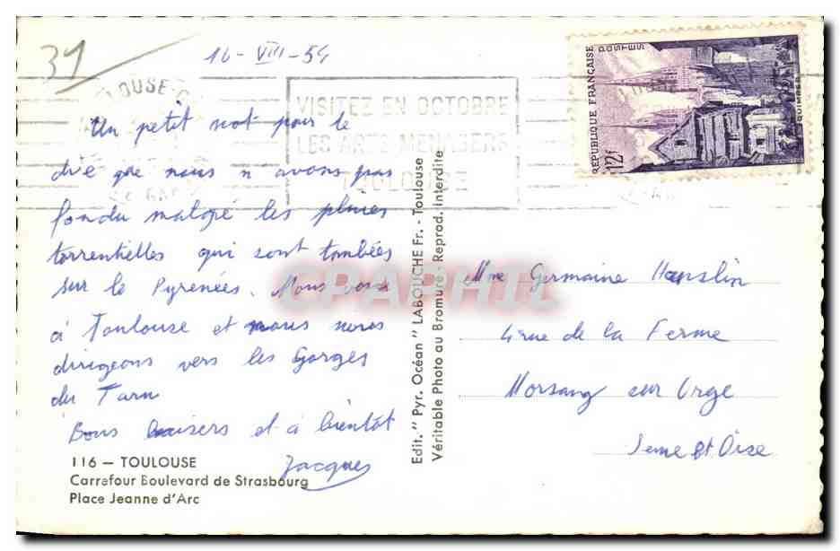 Place de la Comédie — Toulouse — Verlag 'L'ABOUCHE Fr.' — Rückseite