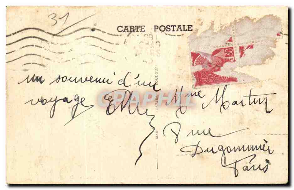 Toulouse — Allées Jean-Jaurès, Carrefour des Boulevards — éditeur inconnu, n°19 — Verso