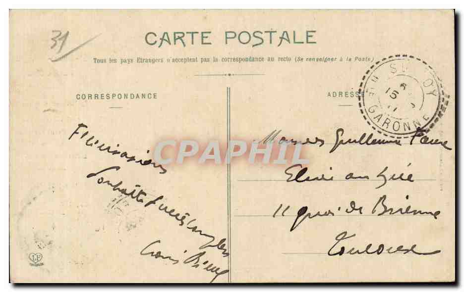 CPA Toulouse Cours St Louis d'Anjou  — Verso